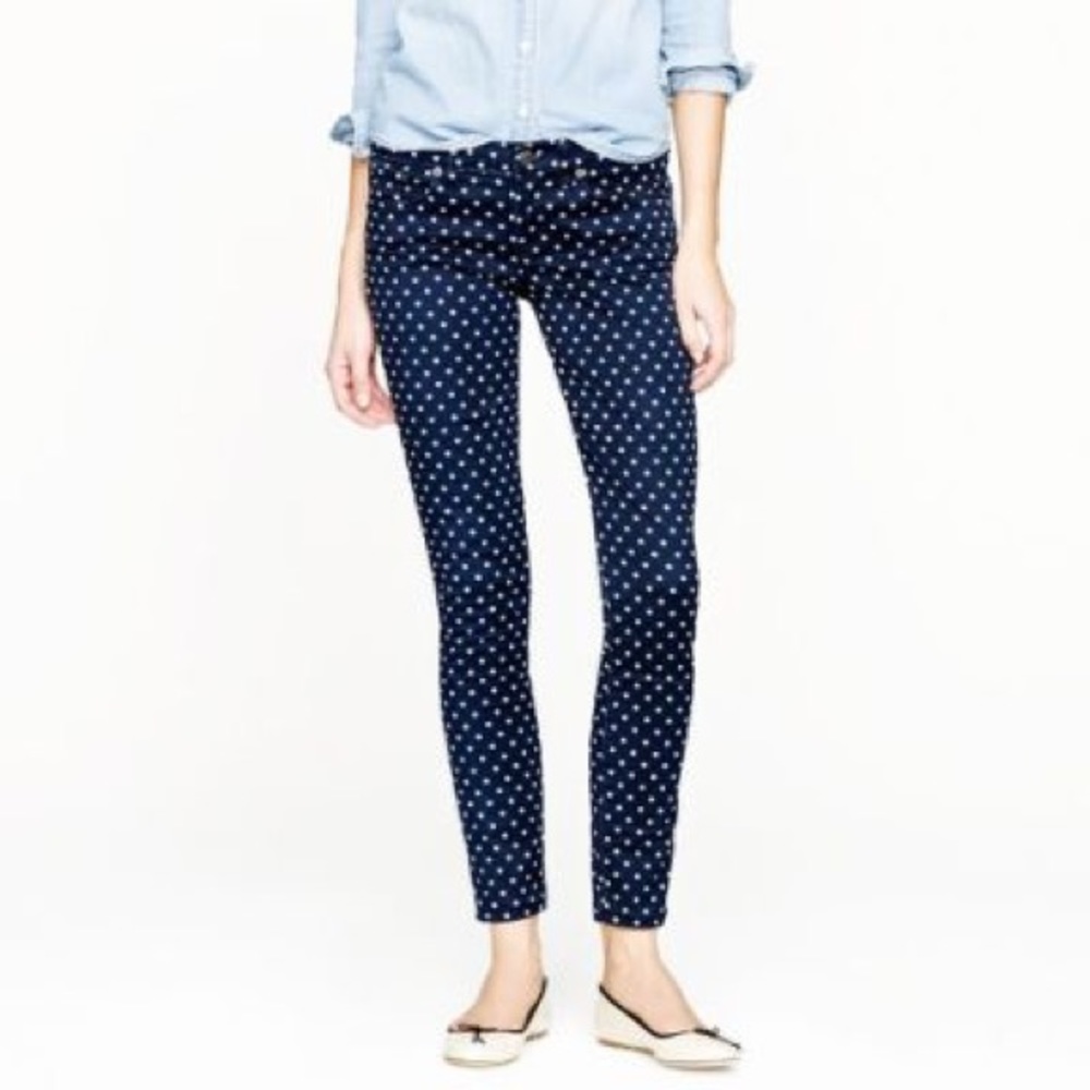 Jcrew polka dot toothpick jeans, size 28
